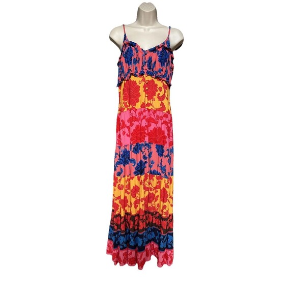Farm Rio Size M Button-Front Tiered Floral Maxi Dress $228 - Picture 4 of 13